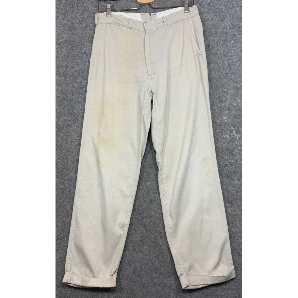 Vintage 1950s 60s‎ Corduroy Straight Leg Pants Mens 30x27.5 Ivory Cream Cuffed